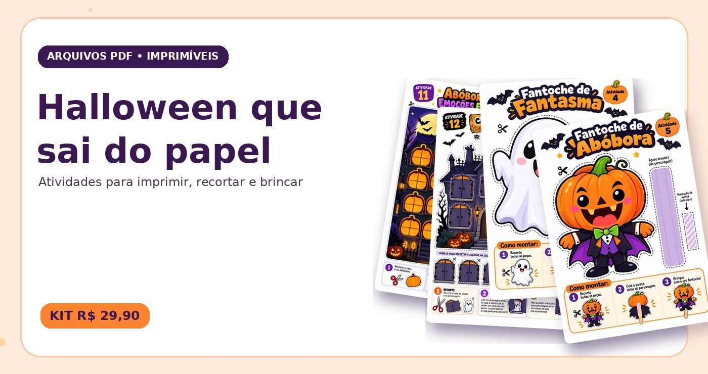 Composição de amostras reais de atividades de Halloween em PDF